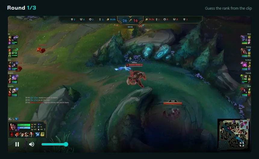 A Daily Challenge round — watch the clip and guess the rank
